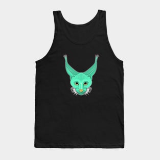 cyan caracal cat face cartoon Tank Top